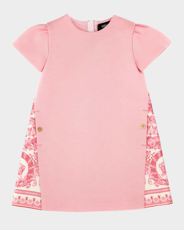 Girl's Barocco-Trim Jersey Dress, Size 2-